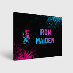 Холст прямоугольный Iron Maiden - neon gradient: надпись и символ, цвет: 3D-принт