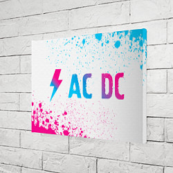 Холст прямоугольный AC DC neon gradient style: надпись и символ, цвет: 3D-принт — фото 2