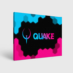 Холст прямоугольный Quake - neon gradient: надпись и символ, цвет: 3D-принт