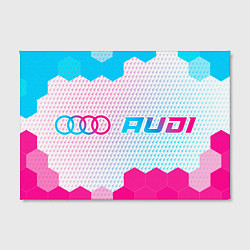 Холст прямоугольный Audi neon gradient style: надпись и символ, цвет: 3D-принт — фото 2