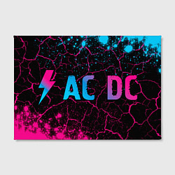 Холст прямоугольный AC DC - neon gradient: надпись и символ, цвет: 3D-принт — фото 2