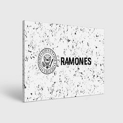 Холст прямоугольный Ramones glitch на светлом фоне: надпись и символ, цвет: 3D-принт