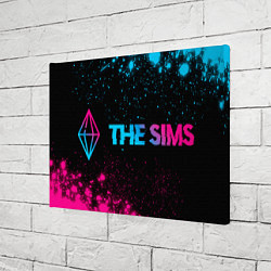 Холст прямоугольный The Sims - neon gradient: надпись и символ, цвет: 3D-принт — фото 2