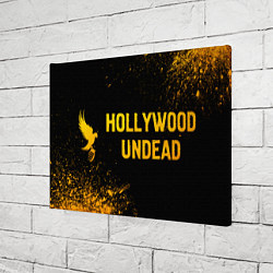 Холст прямоугольный Hollywood Undead - gold gradient: надпись и символ, цвет: 3D-принт — фото 2