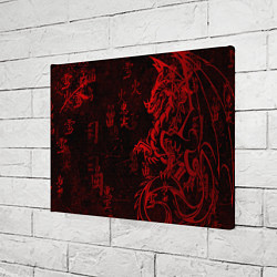 Холст прямоугольный Красный дракон - иероглифы, цвет: 3D-принт — фото 2
