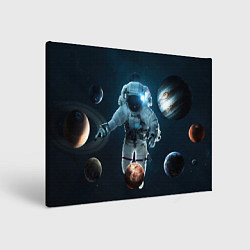 Холст прямоугольный Космонавт планеты, цвет: 3D-принт