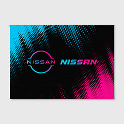 Холст прямоугольный Nissan - neon gradient: надпись и символ, цвет: 3D-принт — фото 2