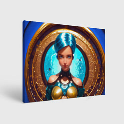 Холст прямоугольный Девушка с голубыми волосами у входа в портал, цвет: 3D-принт