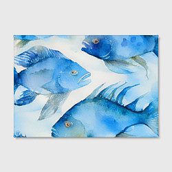 Холст прямоугольный Акварельные синие рыбки, цвет: 3D-принт — фото 2