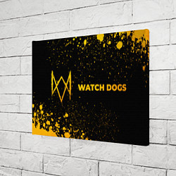 Холст прямоугольный Watch Dogs - gold gradient: надпись и символ, цвет: 3D-принт — фото 2