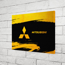 Холст прямоугольный Mitsubishi - gold gradient: надпись и символ, цвет: 3D-принт — фото 2