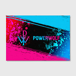 Холст прямоугольный Powerwolf - neon gradient: надпись и символ, цвет: 3D-принт — фото 2