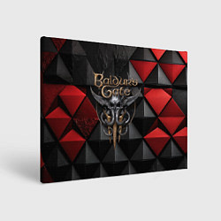 Холст прямоугольный Baldurs Gate 3 logo red black, цвет: 3D-принт