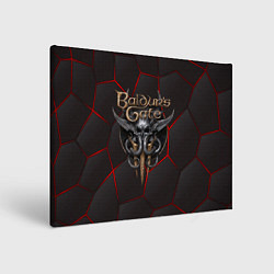 Холст прямоугольный Baldurs Gate 3 logo red black geometry, цвет: 3D-принт