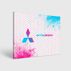 Холст прямоугольный Mitsubishi neon gradient style: надпись и символ, цвет: 3D-принт
