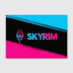 Холст прямоугольный Skyrim - neon gradient: надпись и символ, цвет: 3D-принт — фото 2