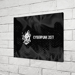 Холст прямоугольный Cyberpunk 2077 glitch на темном фоне: надпись и си, цвет: 3D-принт — фото 2