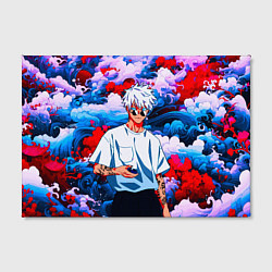 Холст прямоугольный Красавец Сатору Годжо - Магическая битва, цвет: 3D-принт — фото 2