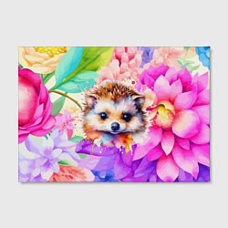 Холст прямоугольный Ежик в цветах, цвет: 3D-принт — фото 2