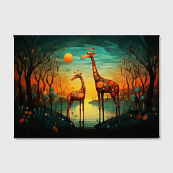 Холст прямоугольный Жирафы в стиле фолк-арт, цвет: 3D-принт — фото 2