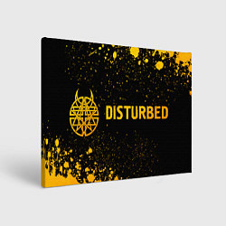 Холст прямоугольный Disturbed - gold gradient: надпись и символ, цвет: 3D-принт