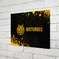 Холст прямоугольный Disturbed - gold gradient: надпись и символ, цвет: 3D-принт — фото 2