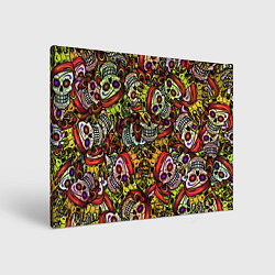 Холст прямоугольный Череп пират с короной паттерн, цвет: 3D-принт