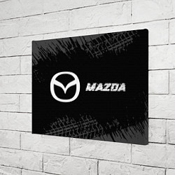 Холст прямоугольный Mazda speed на темном фоне со следами шин по-гориз, цвет: 3D-принт — фото 2