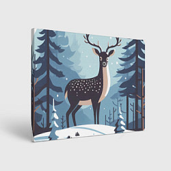 Холст прямоугольный Зимняя сказка олень в лесу, цвет: 3D-принт