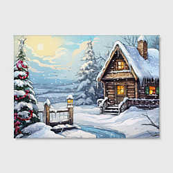 Холст прямоугольный Деревянный зимний домик, цвет: 3D-принт — фото 2