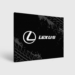 Холст прямоугольный Lexus speed на темном фоне со следами шин по-гориз, цвет: 3D-принт