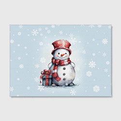 Холст прямоугольный New Years cute snowman, цвет: 3D-принт — фото 2