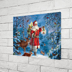 Холст прямоугольный Дед Мороз в лесу с животными, цвет: 3D-принт — фото 2