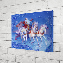 Холст прямоугольный Дед Мороз и тройка лошадей, цвет: 3D-принт — фото 2