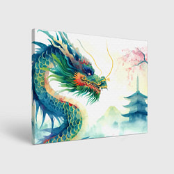 Холст прямоугольный Japanese dragon - watercolor art, цвет: 3D-принт
