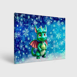 Холст прямоугольный Маленький дракончик в снежинках, цвет: 3D-принт