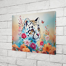 Холст прямоугольный Мультяшный леопард в цветах, цвет: 3D-принт — фото 2