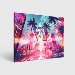 Холст прямоугольный Gta 6 logo vice city style, цвет: 3D-принт