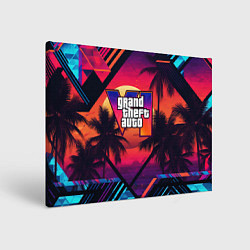 Холст прямоугольный GTA 6 аbstract logo, цвет: 3D-принт