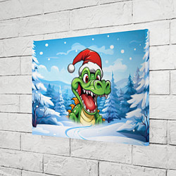 Холст прямоугольный Веселый дракон на фоне зимы, цвет: 3D-принт — фото 2