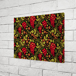 Холст прямоугольный Хохломская роспись красные ягоды, цвет: 3D-принт — фото 2