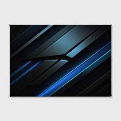 Холст прямоугольный Черная абстракция с синим неоновым ярким свечением, цвет: 3D-принт — фото 2