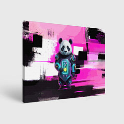 Холст прямоугольный Funny panda - cyberpunk, цвет: 3D-принт