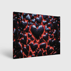 Холст прямоугольный Разбитые сердца и красный неон, цвет: 3D-принт