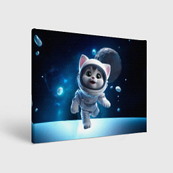 Холст прямоугольный Котёнок в космосе, цвет: 3D-принт
