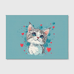 Холст прямоугольный Влюбленный котик 14 февраля, цвет: 3D-принт — фото 2
