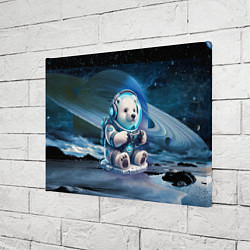 Холст прямоугольный Белый медвежонок кибер геймер, цвет: 3D-принт — фото 2