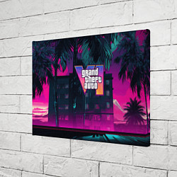 Холст прямоугольный GTA 6 logo night Vice city, цвет: 3D-принт — фото 2