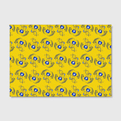 Холст прямоугольный Узор - цветы гжель на желтом фоне, цвет: 3D-принт — фото 2