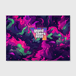 Холст прямоугольный GTA 6 logo яркий неоновый камуфляжный стиль, цвет: 3D-принт — фото 2